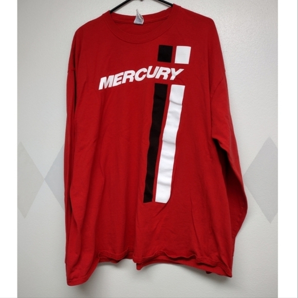 Mercury Gildan long sleeve red t-shirt with large front graphic - Picture 1 of 9
